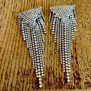 Rhinestone Statement Earrings Large Dangle Post Back Maximilist Rock Star